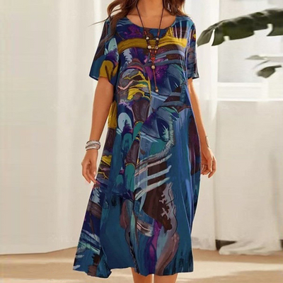 Serafina | Elegant midi-kjole med abstrakt print