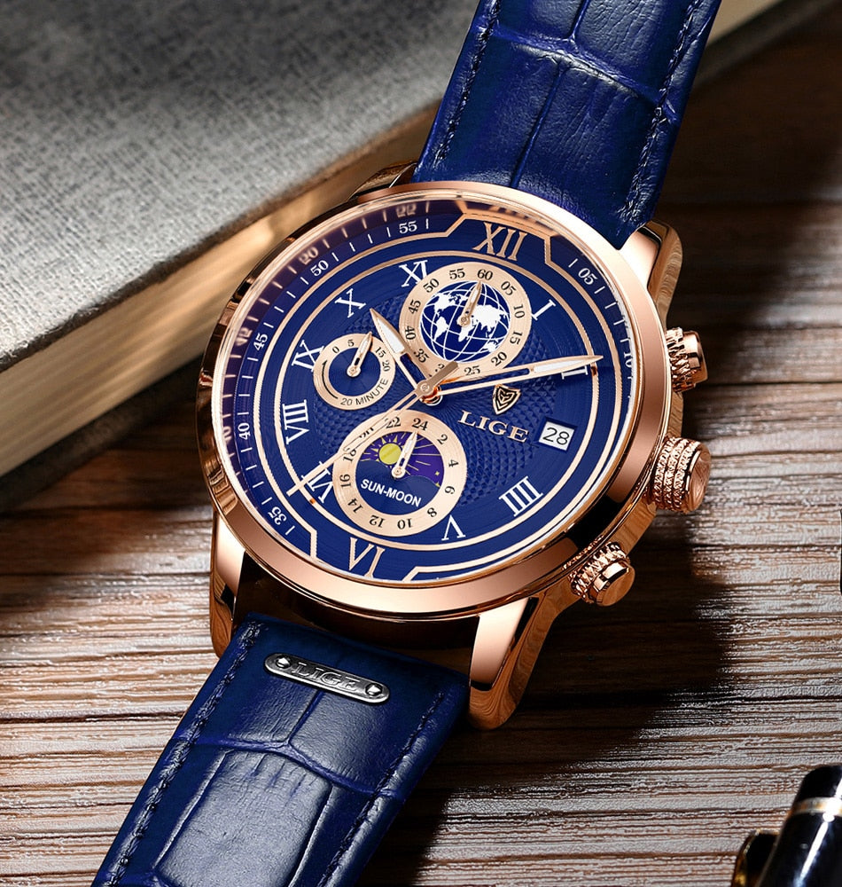 Chronographur med premium læderrem