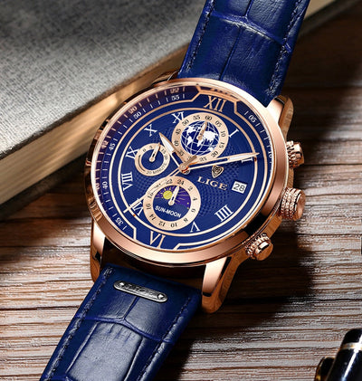 Chronographur med premium læderrem