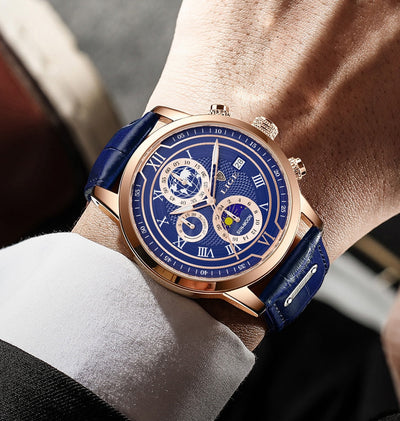Chronographur med premium læderrem