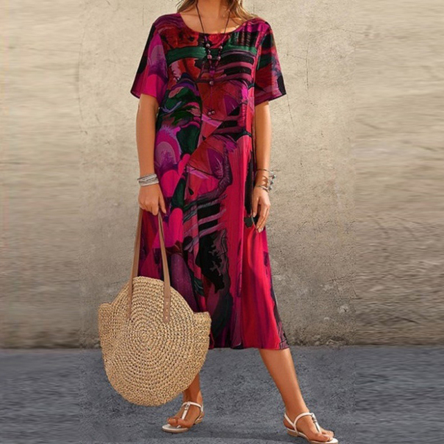 Serafina | Elegant midi-kjole med abstrakt print