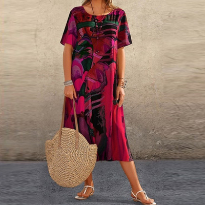 Serafina | Elegant midi-kjole med abstrakt print