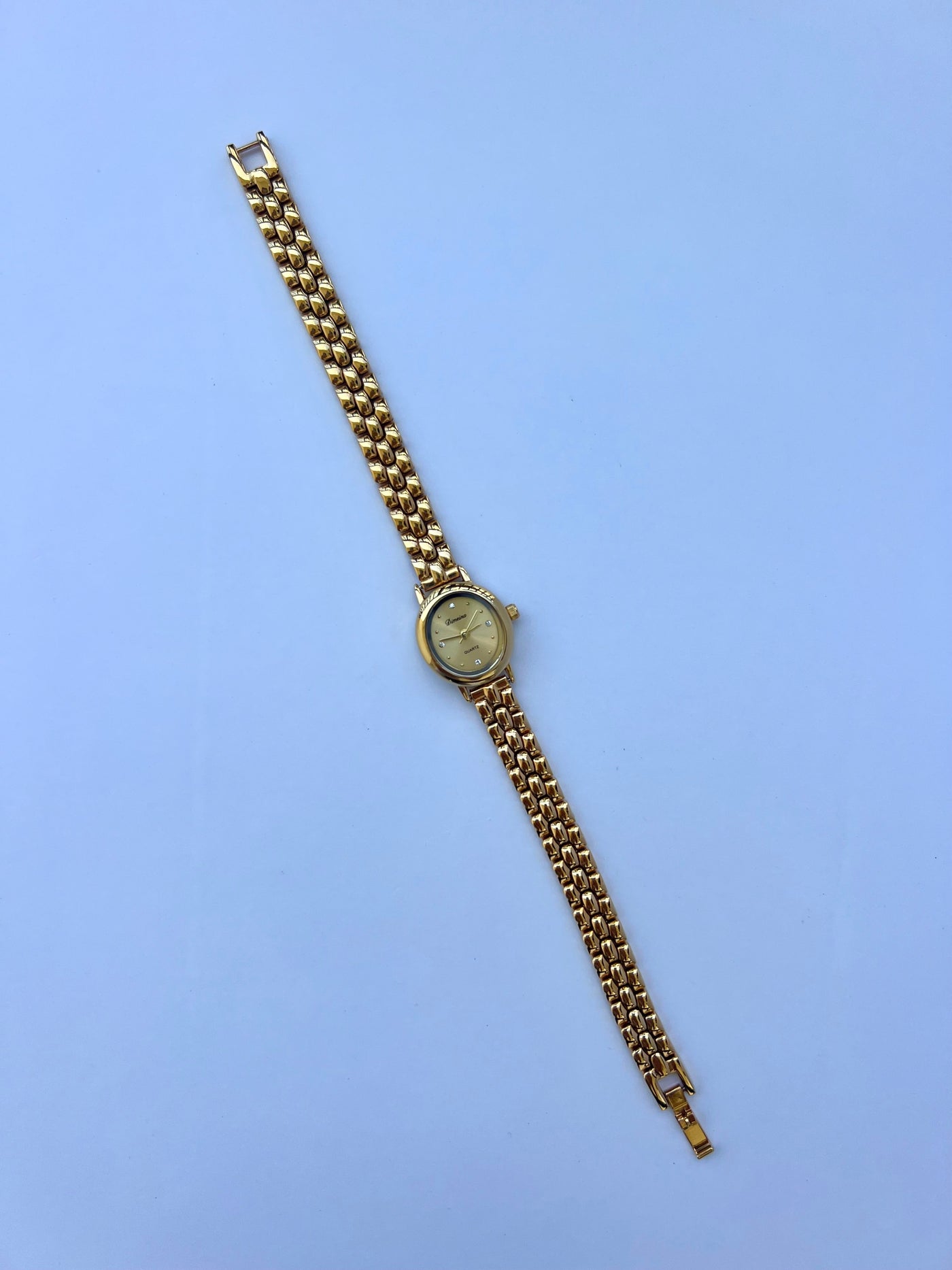 NYC Kvinders Oval Klassisk Vintage Kvarts Ur Armbåndsur Guld tone