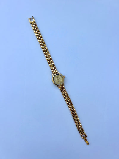 NYC Kvinders Oval Klassisk Vintage Kvarts Ur Armbåndsur Guld tone