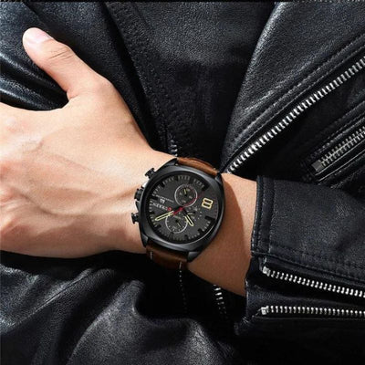 Vandtæt chronograph sportur med militærdesign