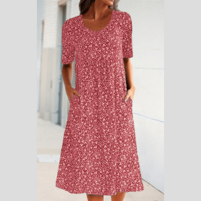 Amara | Stilfuld Blomsterprint Midi Kjole