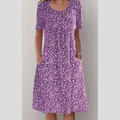 Amara | Stilfuld Blomsterprint Midi Kjole