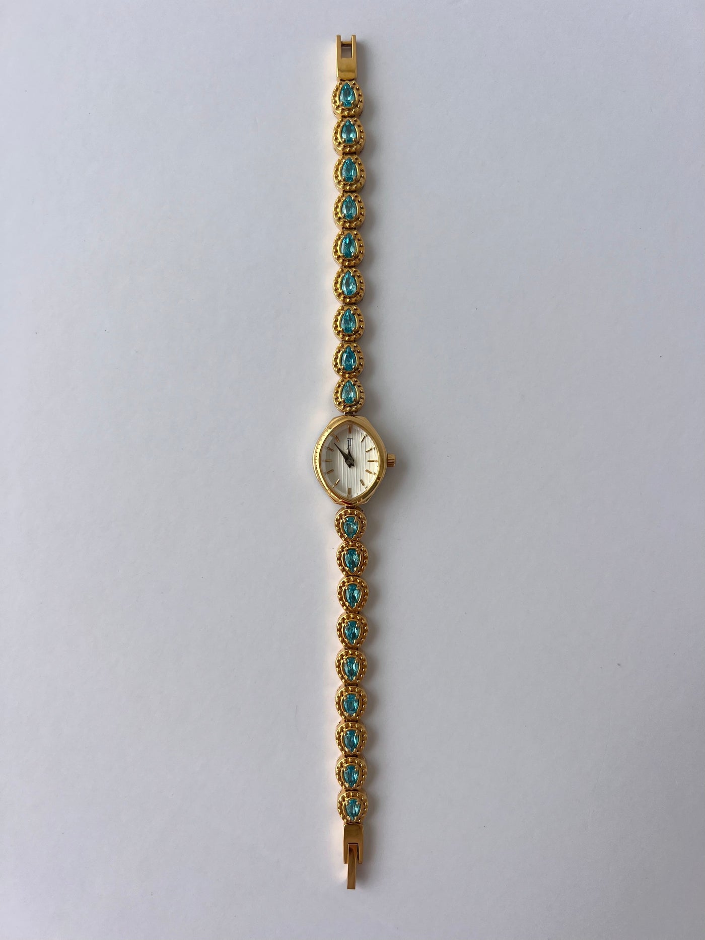 Jo Jasmine Vintage Blå Diamant Guld Kvinders Ur Delikat
