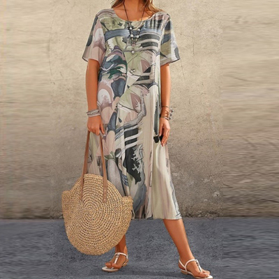 Serafina | Elegant midi-kjole med abstrakt print