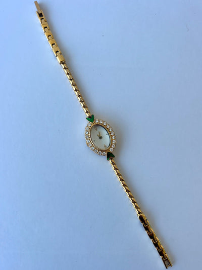 Fairy Green Kvinder Vintage Quartz Ur Armbåndsur Guld tone