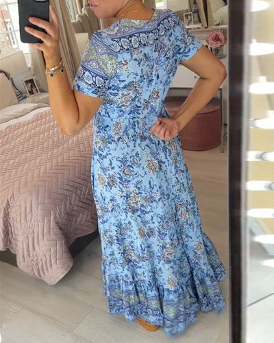 Alisa™ - V-hals Kjole med Blomsterprint
