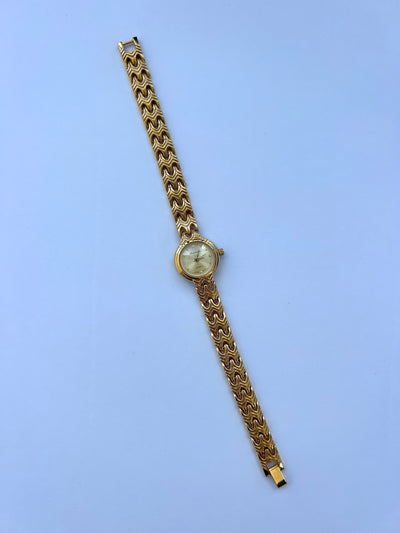 Monte Carlo Kvinders Cirkel Klassisk Vintage Kvarts Ur Armbåndsur Guld tone