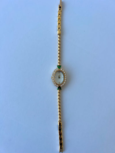 Fairy Green Kvinder Vintage Quartz Ur Armbåndsur Guld tone