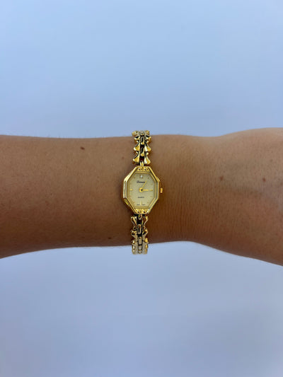 Wien Kvinders Rektangel Oval Klassisk Vintage Quartz Ur Armbåndsur Guld tone