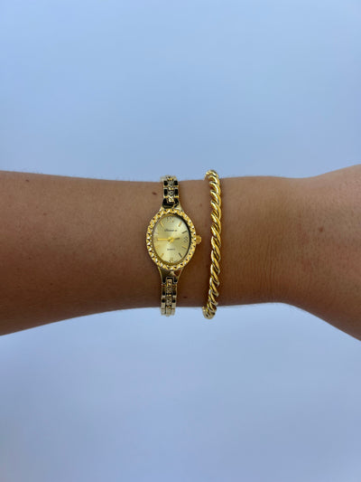 Verona Kvinders Oval Klassisk Vintage Quartz Ur Armbåndsur Guld tone
