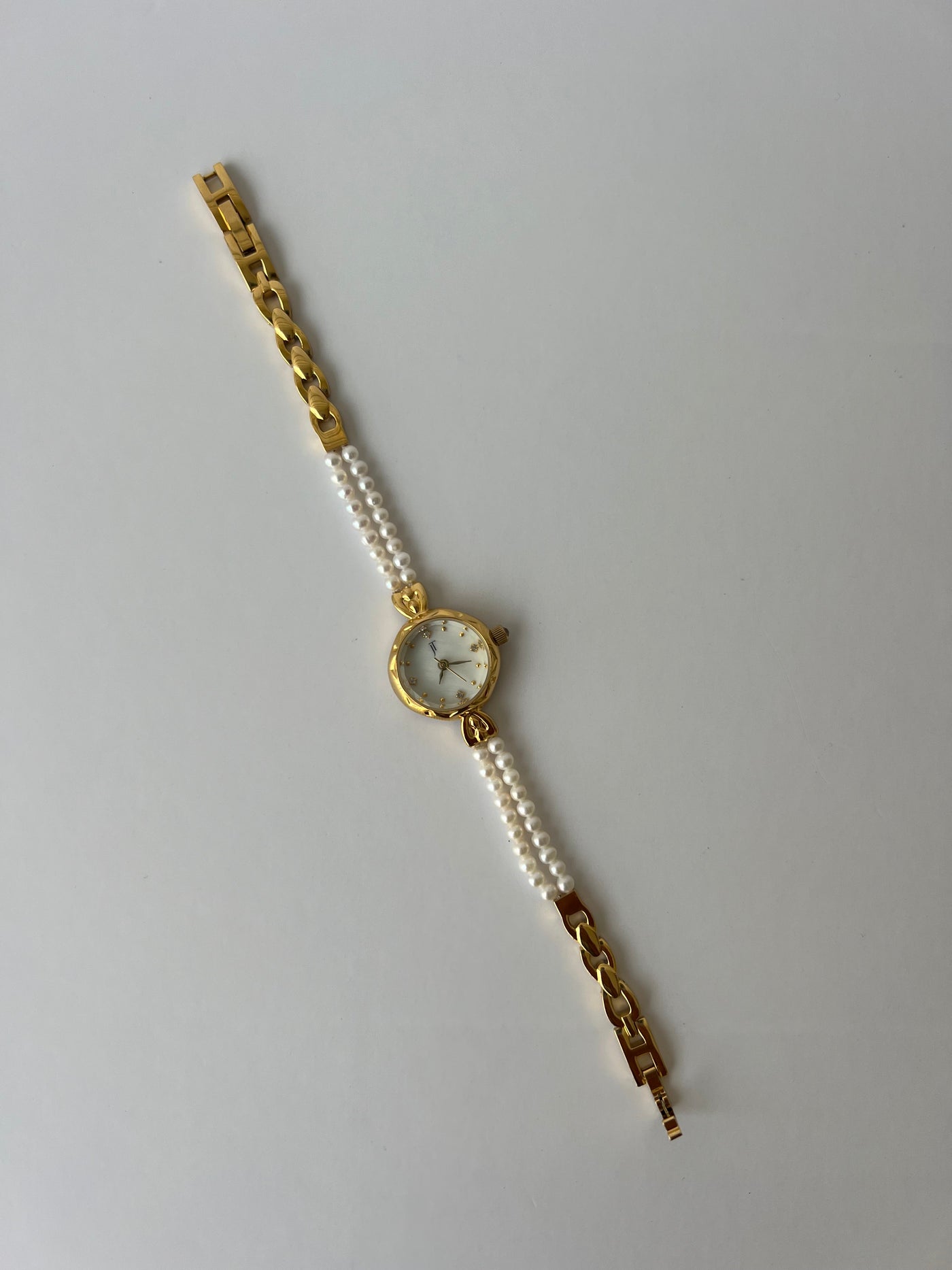 Vintage Guldbelagt 2 Perle Dameur Lille Skive