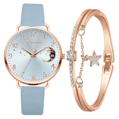 Sæt mit ur og armbånd med måneinspireret urskive