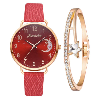 Sæt mit ur og armbånd med måneinspireret urskive