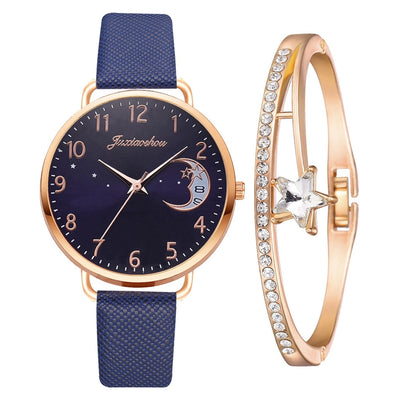 Sæt mit ur og armbånd med måneinspireret urskive