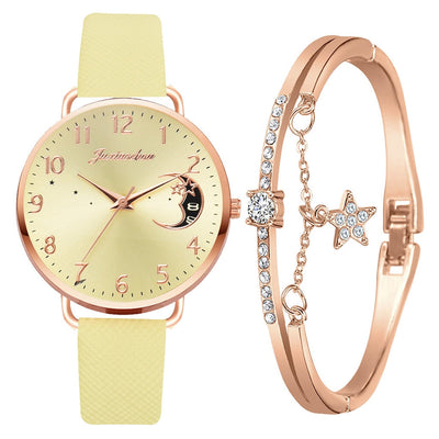 Sæt mit ur og armbånd med måneinspireret urskive