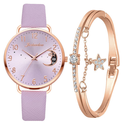 Sæt mit ur og armbånd med måneinspireret urskive