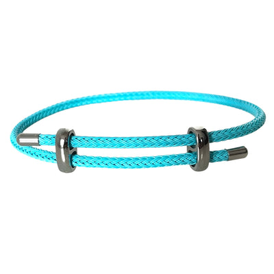 Vævet stålreb armbånd sølv lyseblå