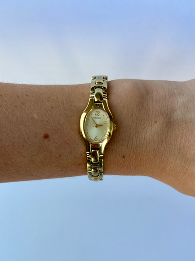 Sjælden Vintage Seiko Guldtonet Delikat Dameur