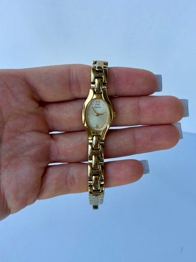 Sjælden Vintage Seiko Guldtonet Delikat Dameur