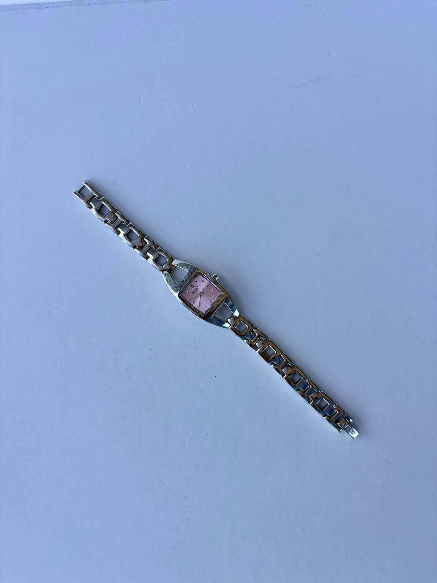 Sjælden Vintage Sølvfarvet Pink Ur til Damer