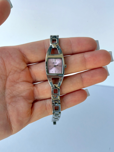 Sjælden Vintage Sølvfarvet Pink Ur til Damer