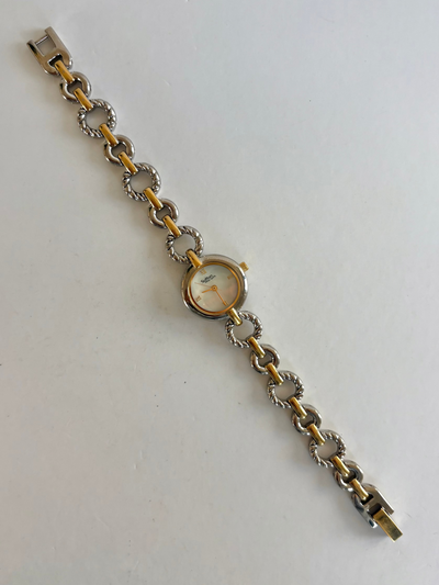 Sjælden Vintage Loop Detalje Guld & Sølv To Tone Delikat Dameur