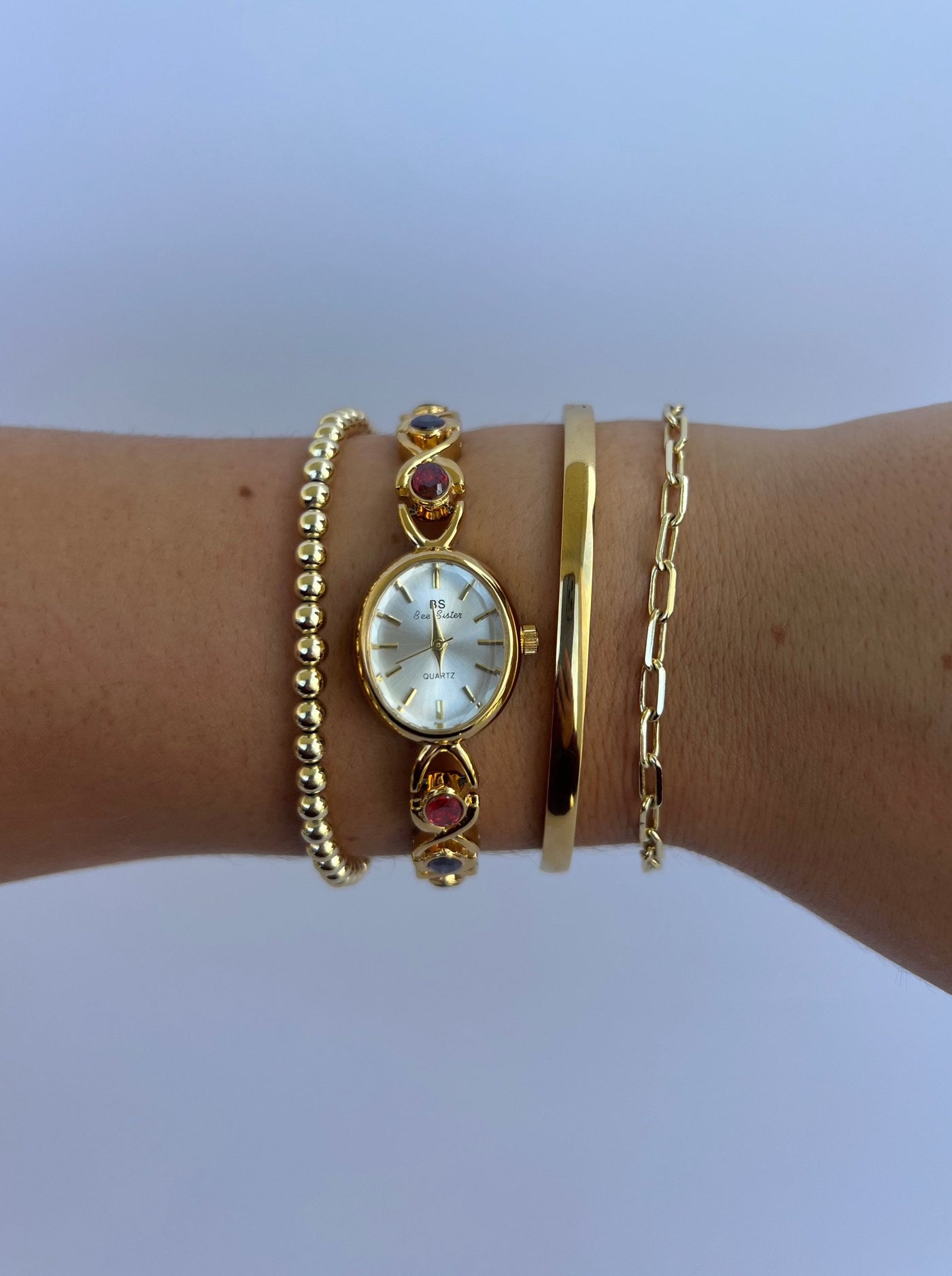 Vintage Farverig Diamant Guld Dameur Lille Urskive