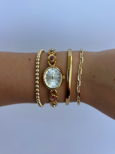 Vintage Farverig Diamant Guld Dameur Lille Urskive