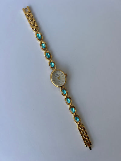 Vintage Blå Diamant Guld Dameur Lille Urskive