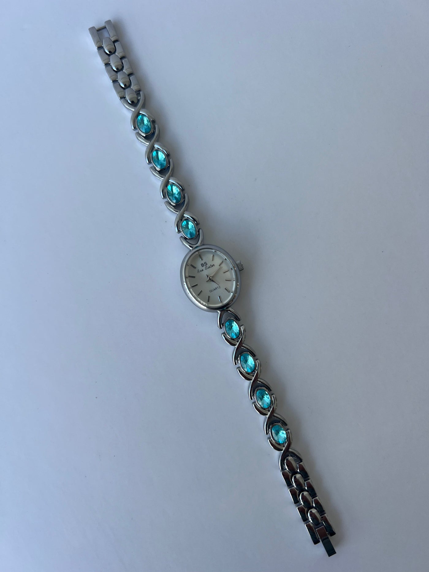 Vintage Blå Diamant Sølv Dameur Lille Urs