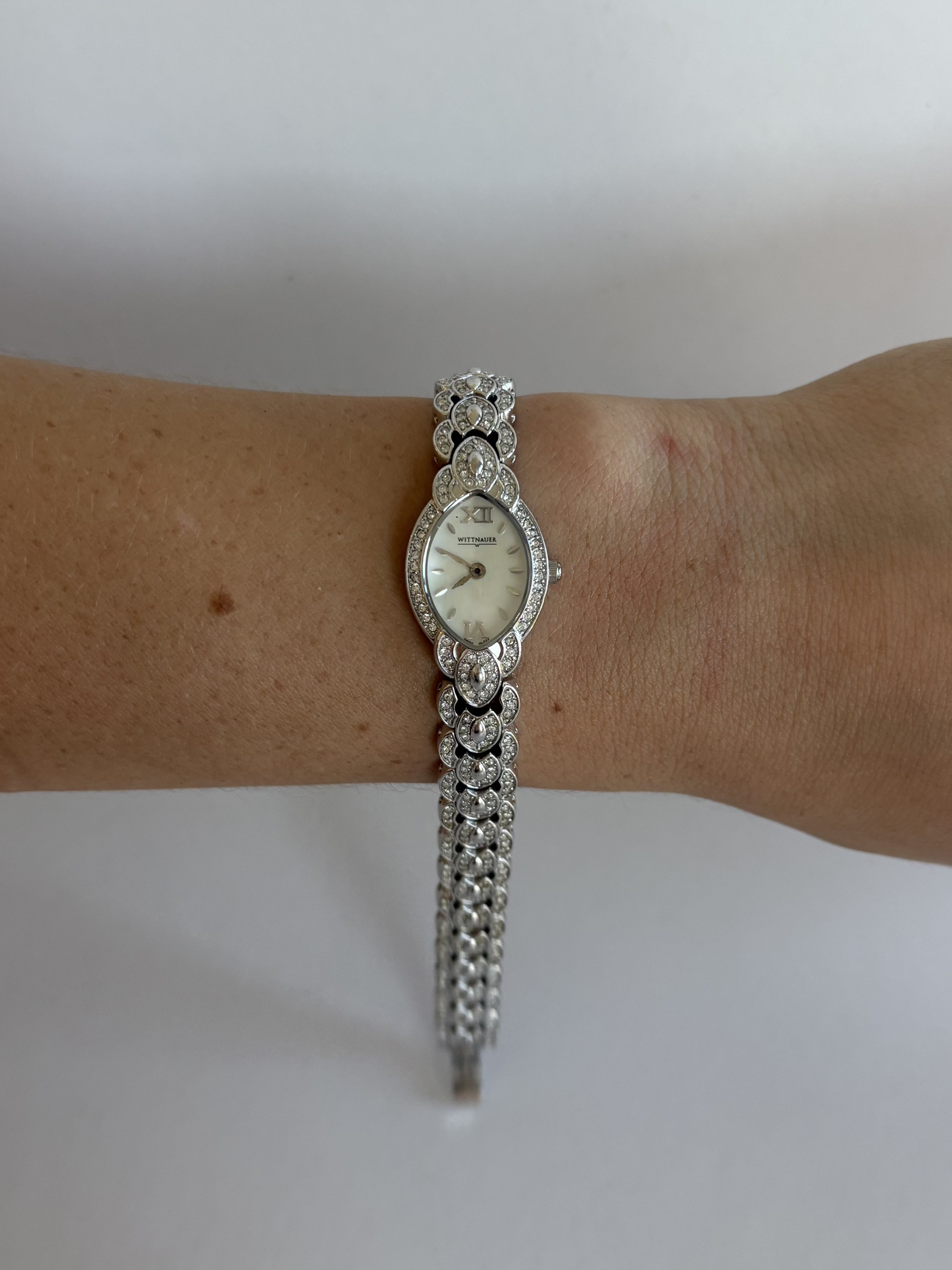 Sjælden Vintage Sølvtonet Elegant Detalje Dameur
