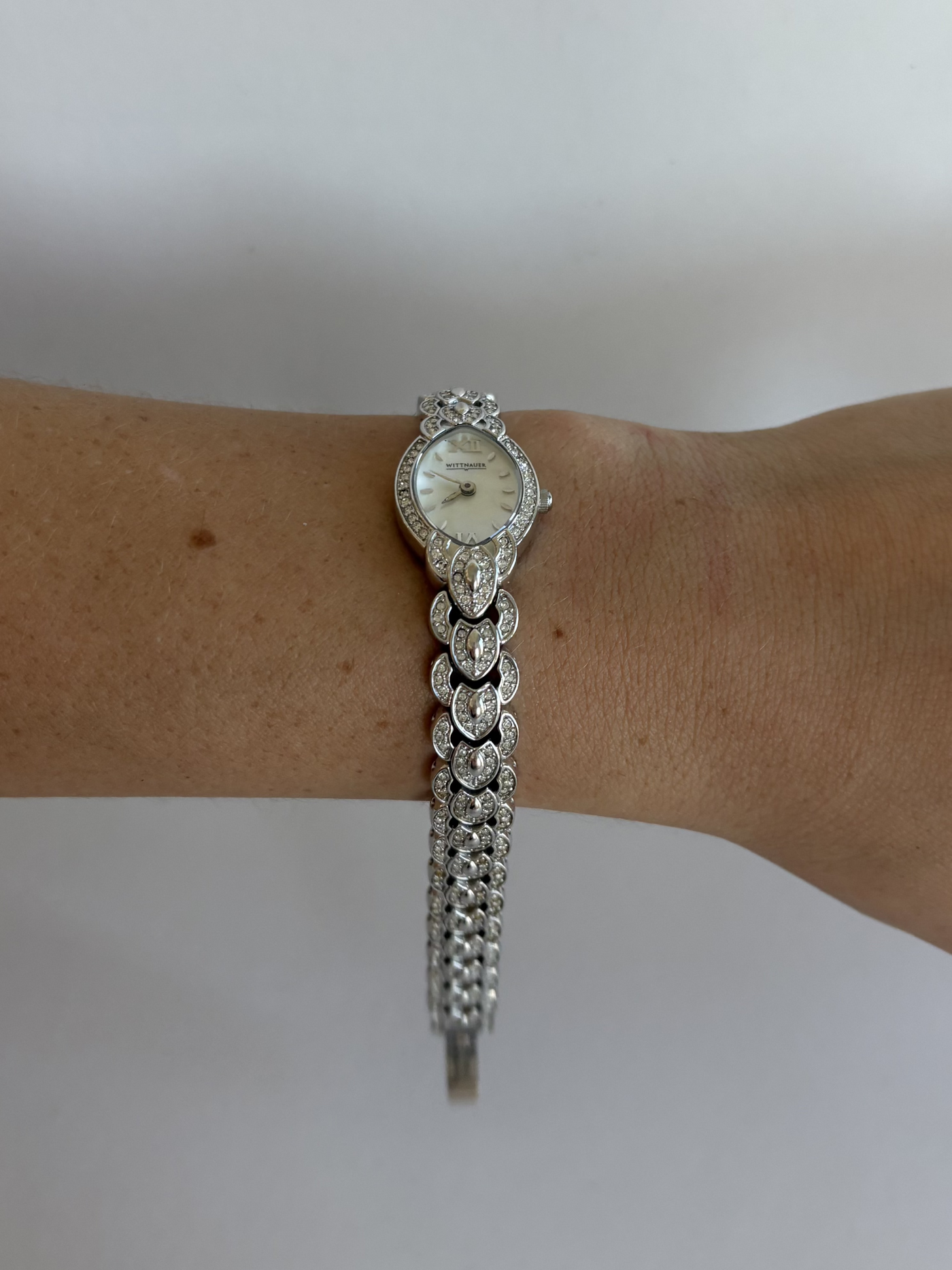 Sjælden Vintage Sølvtonet Elegant Detalje Dameur