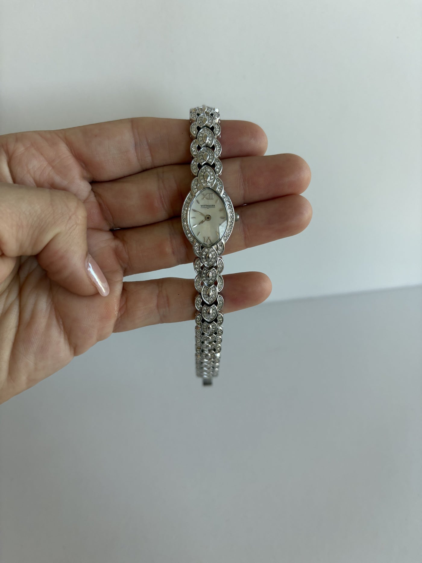 Sjælden Vintage Sølvtonet Elegant Detalje Dameur