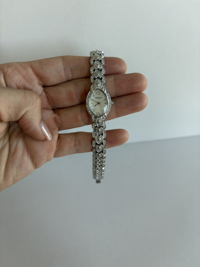 Sjælden Vintage Sølvtonet Elegant Detalje Dameur