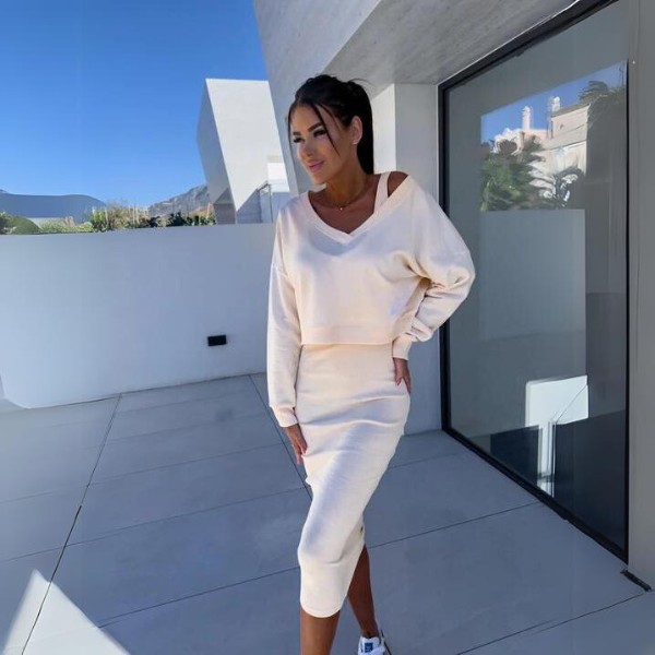 Andrine - Lækkert sweatshirt- og kjole-sæt