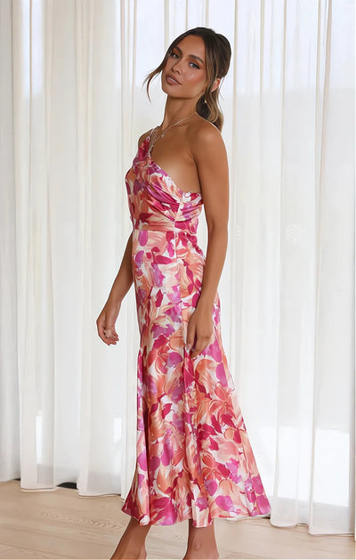 Diane | Blomsterkjole i satin