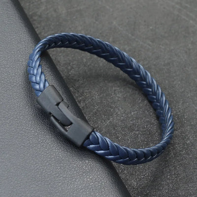 Elysian Flettet Læderarmbånd - Rustfrit Stål Spænde & Multilags Indpakning til Mænd