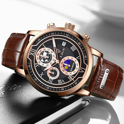 Chronographur med premium læderrem