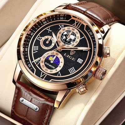 Chronographur med premium læderrem