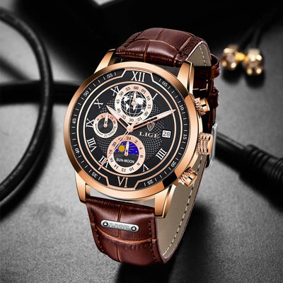 Chronographur med premium læderrem