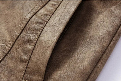 Frederik™ Rå – Brun læderjakke med vintage struktur og brede skuldre