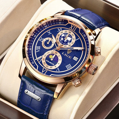 Chronographur med premium læderrem