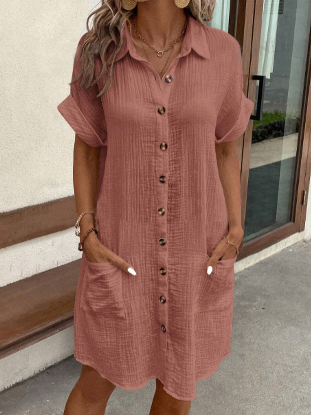 Renata™ - Oversized Polo Kjole i vævet stof