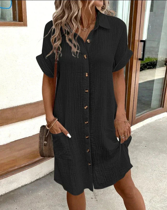 Renata™ - Oversized Polo Kjole i vævet stof