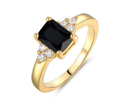 Sort Spinel Baguette Ring | Guld 14k